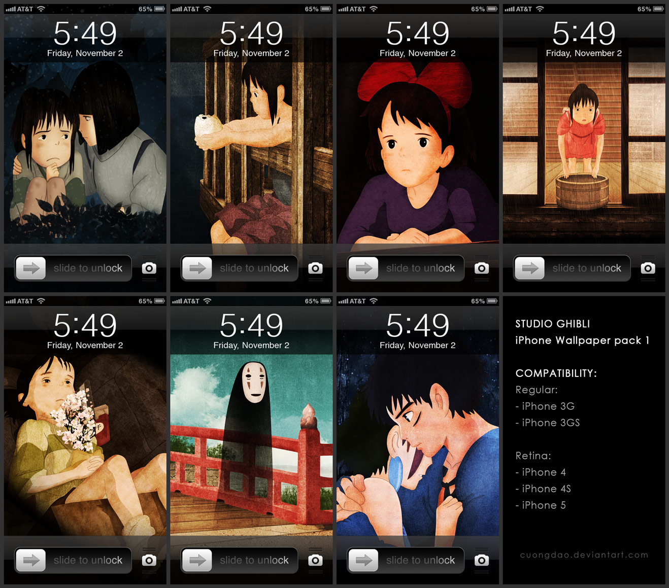  Paintings Studio Ghibli iPhone Wallpaper pack 1 by artist cuongdao