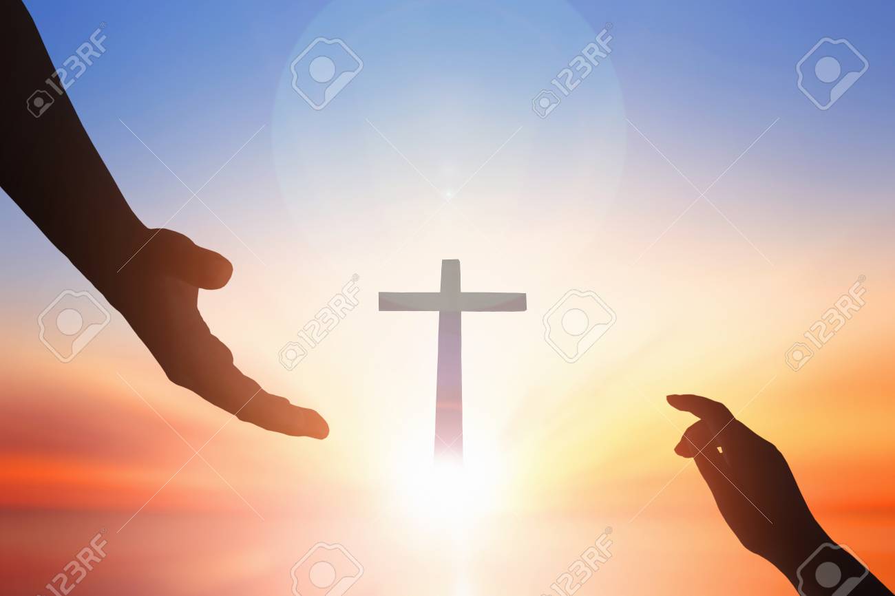 Jesus Helping Hand Concept World Peace Day And Help On