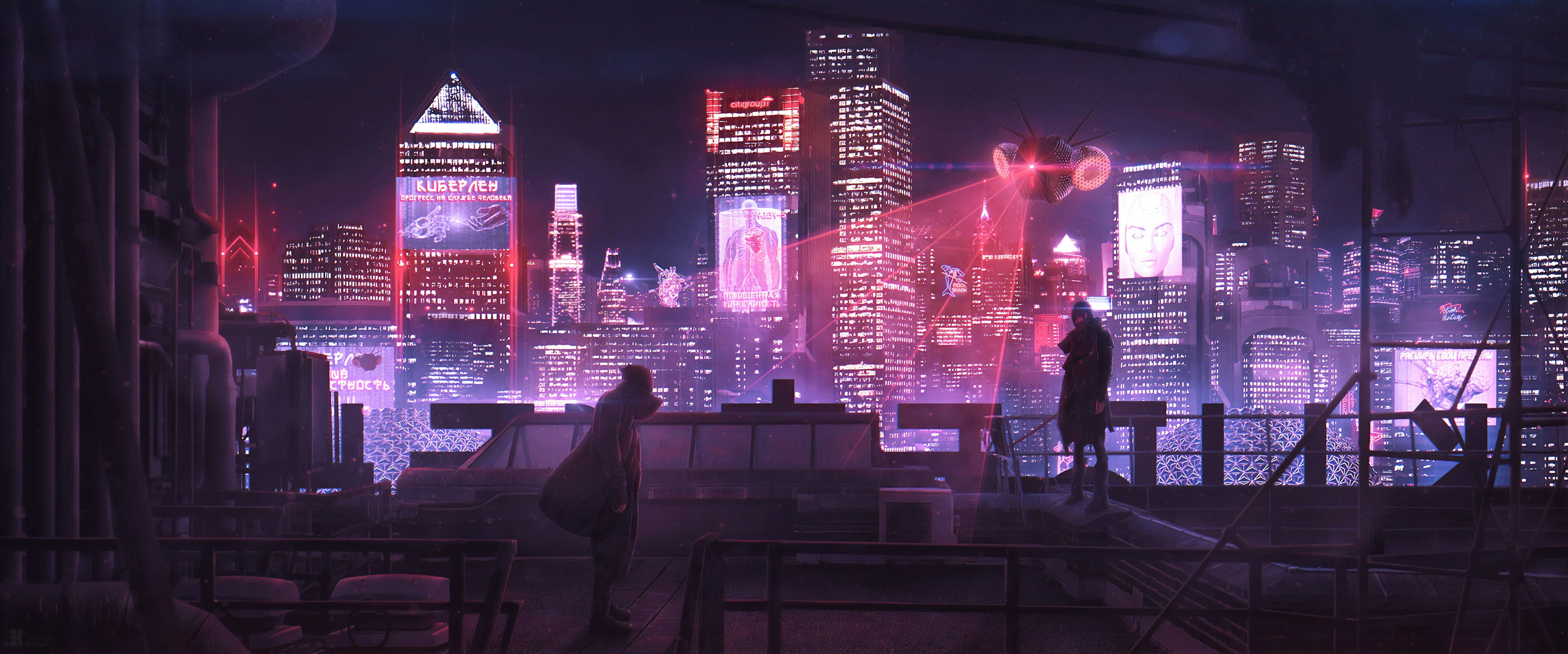 Sci Fi Cyberpunk City Futuristic People Skyscraper 4k