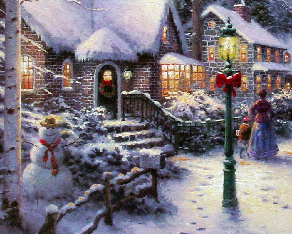 Village Christmas Cottage Viii By Thomas Kinkade