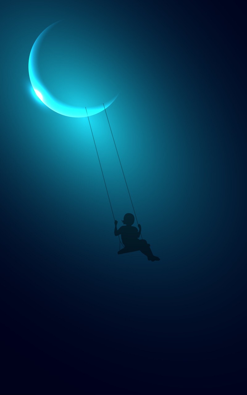 Little Girl Swinging On The Moon HD Wallpaper For Kindle Fire
