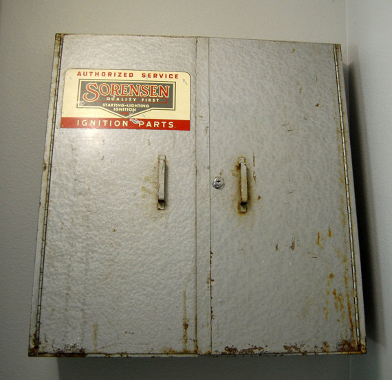 Vintage Metal Wall Cabinet Vintage Sorenson Auto Parts Cabinet Rusty