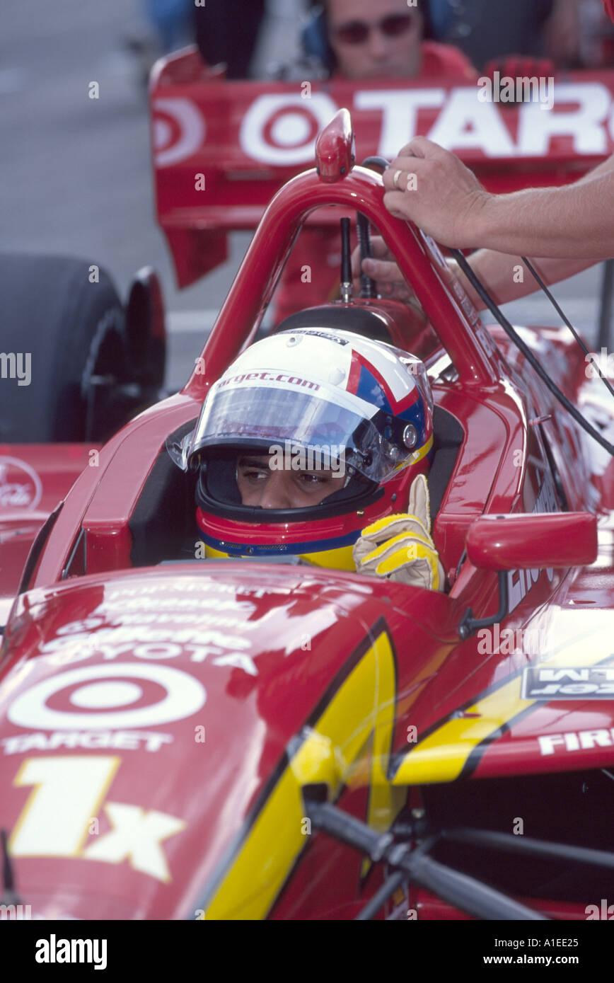 Juan Pablo Montoya in the cockpit of his Ganassi Lola Toyota at