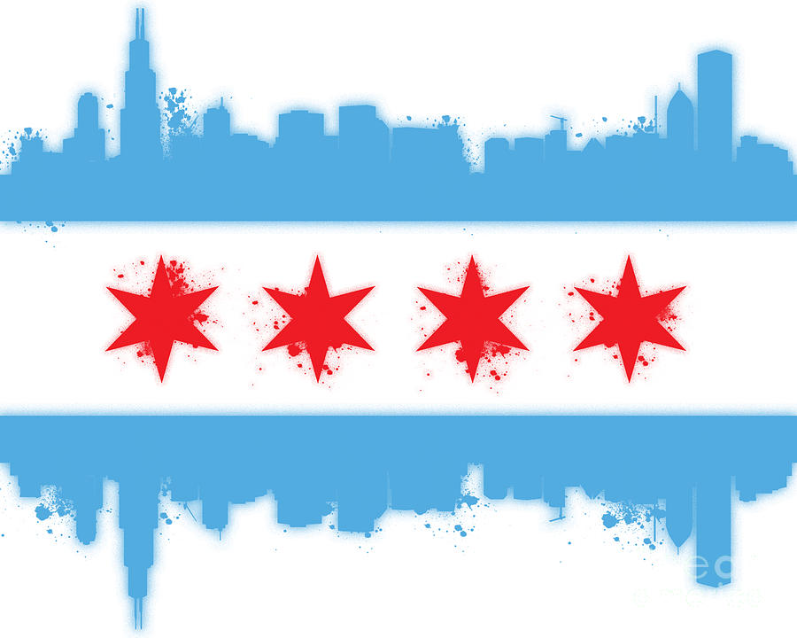 White Chicago Flag Digital Art