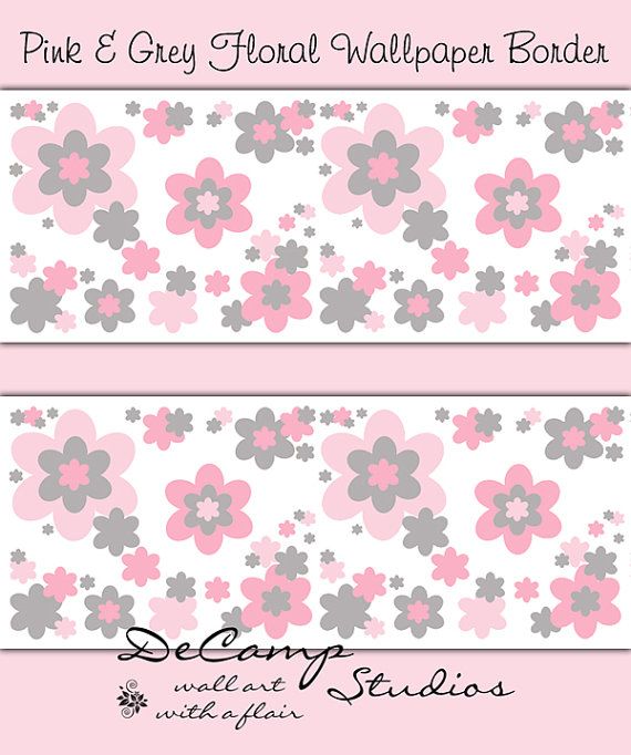 Free Download Floral Wallpaper Border Wall Decals Pink Gray
