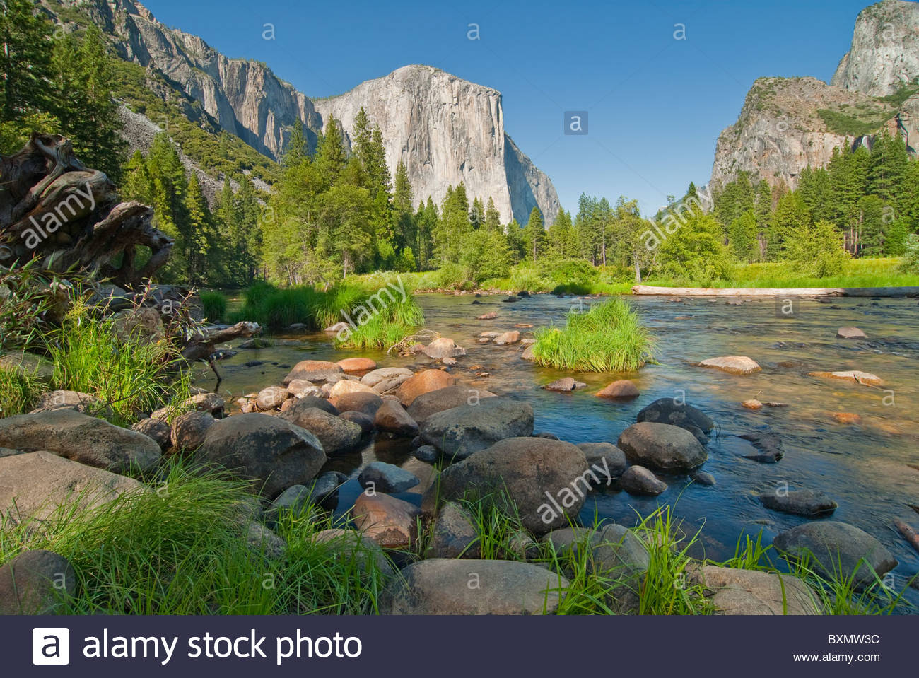 Merced River And The Massive El Capitan In Background