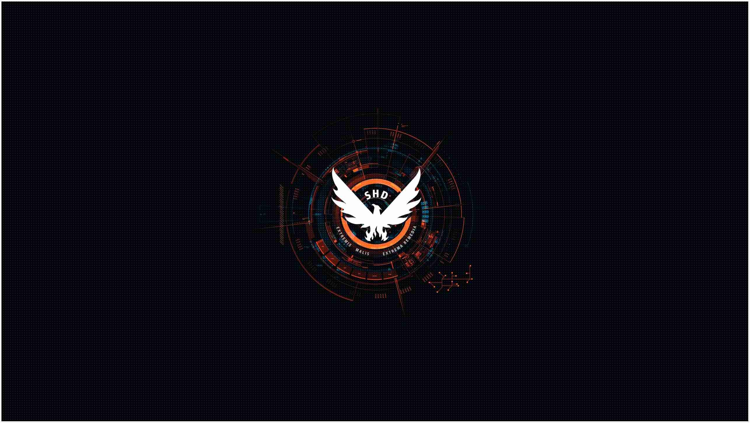 The Division 2 SHD logo on a dark, textured background, ideal for a gaming setup