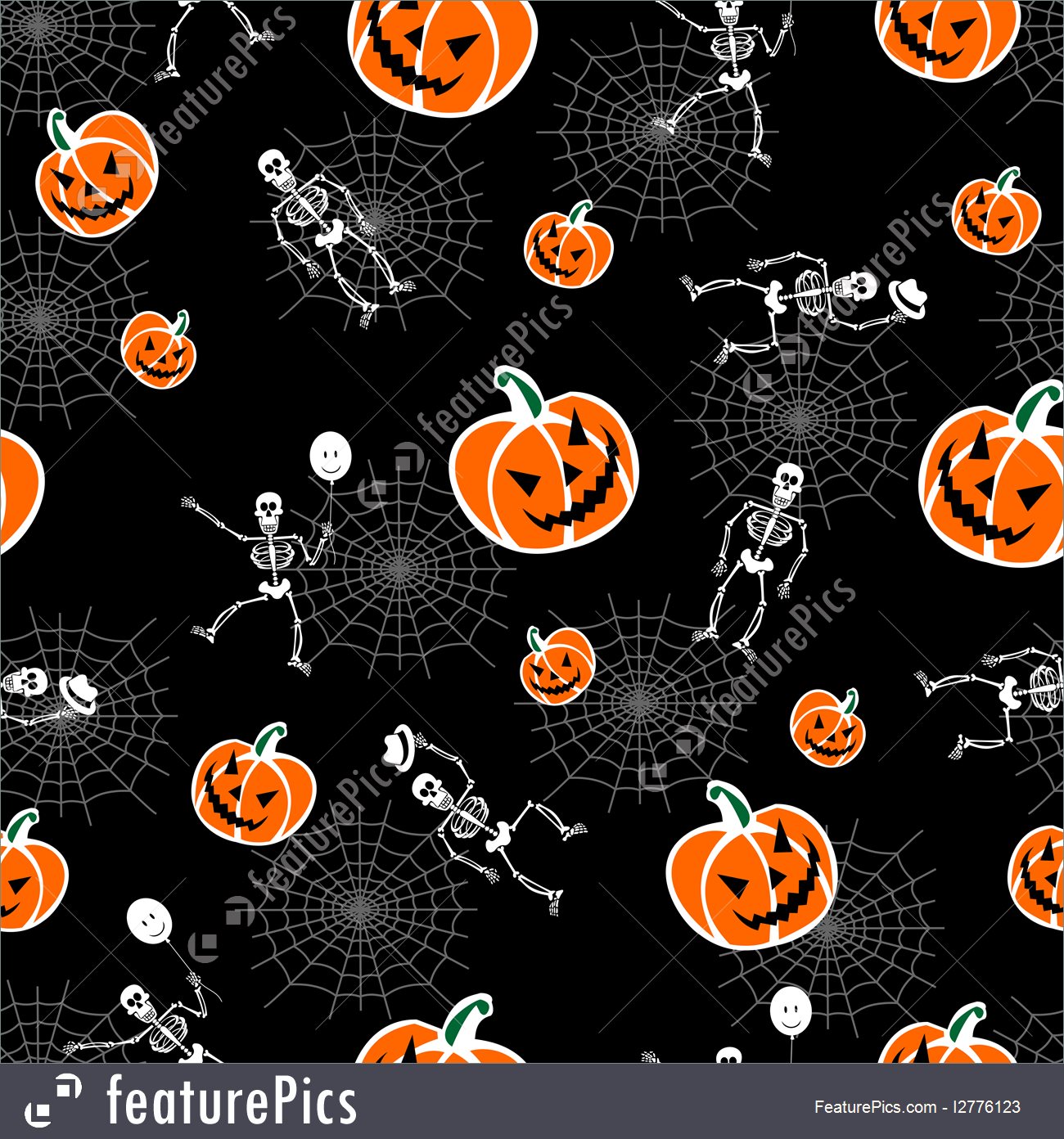 Halloween Pumpkins And Skeleton Background