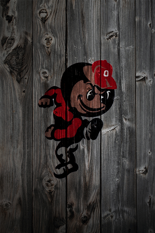 Ohio State Buckeyes Logo On Wood Background iPhone Wallpaper