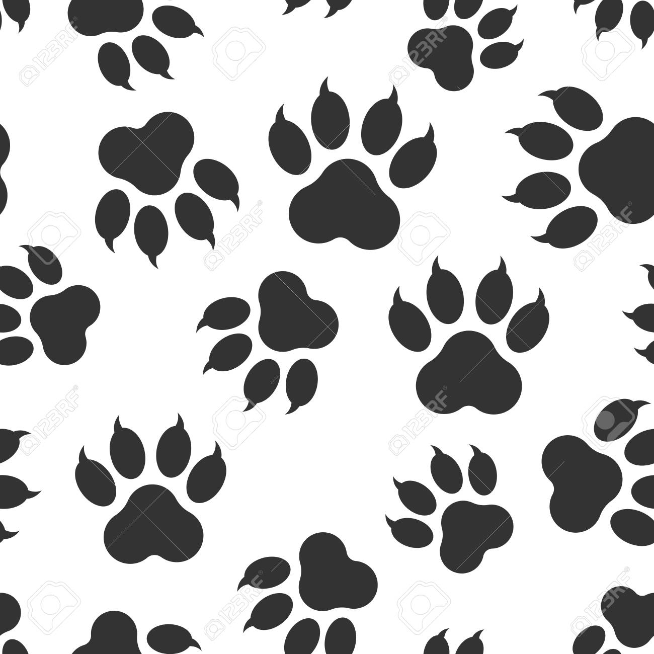 Paw Print Icon Seamless Pattern Background Business Flat Vector