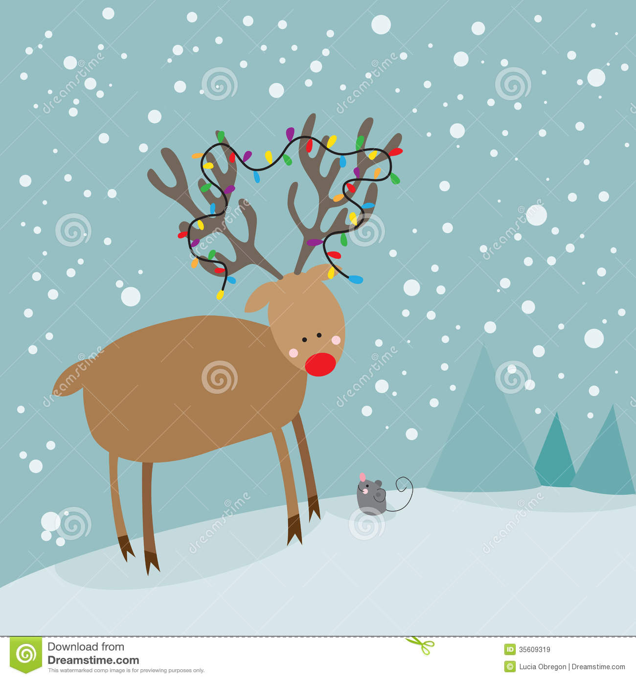 Cute Christmas Reindeer Red Nosed And