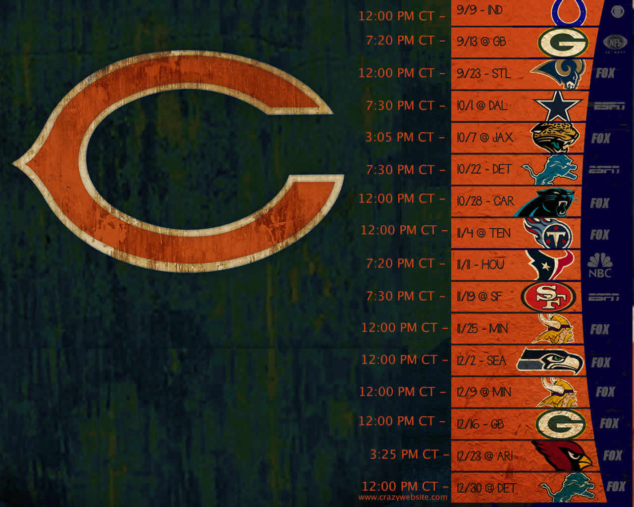 Chicago Bears Schedule Printable Pre K Original