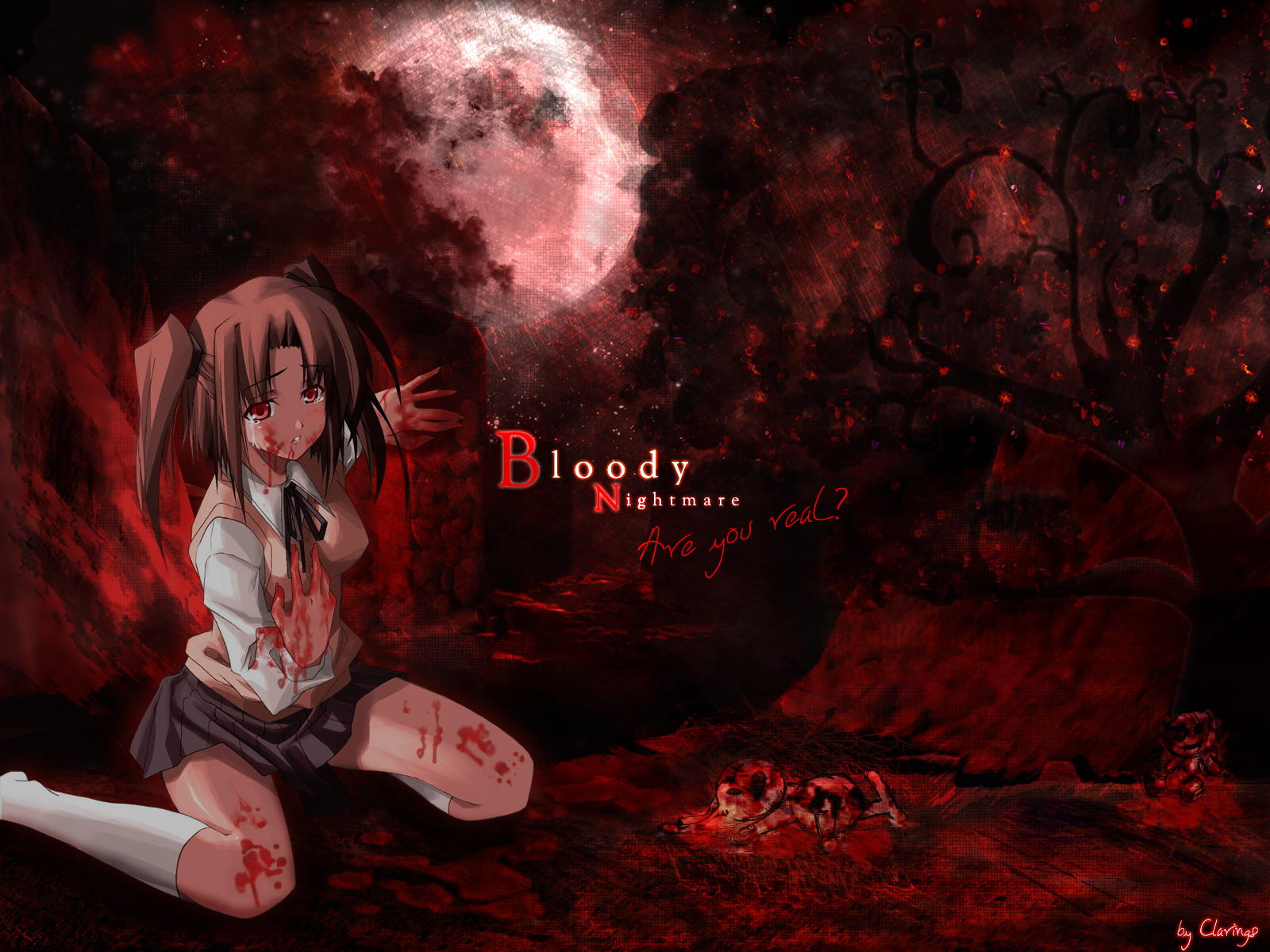 Tapeta Dziewczynka Bloody Nightmare Kobiety Anime