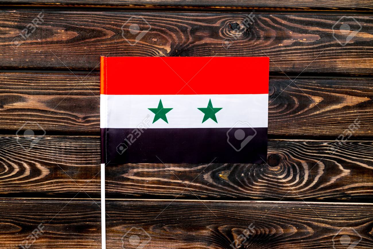 Flag Of Syria On Wooden Background Top Stock Photo Picture