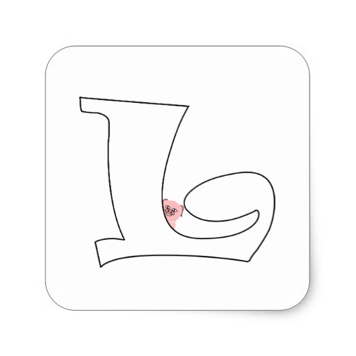 Monogram Pig Letter L Square Sticker 512x512