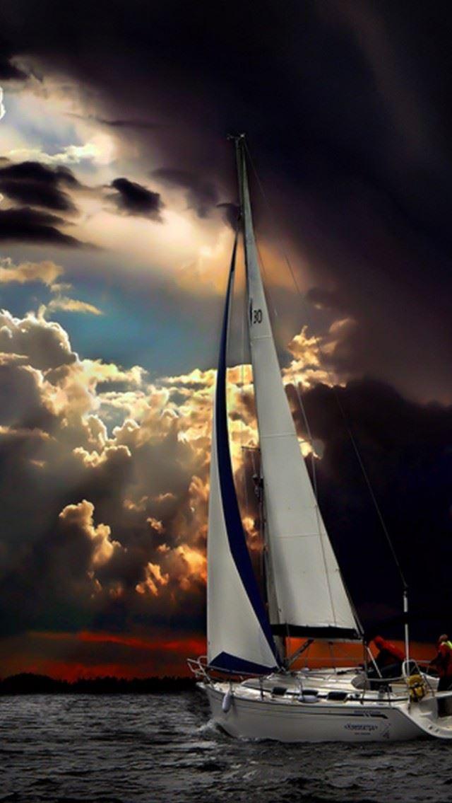 Navigation Sea Dark Clouds Storm iPhone Wallpapers Free Download