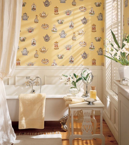 Small Bathroom Ideas With Designer Wallpapers MODERN BATHROOM 500x563