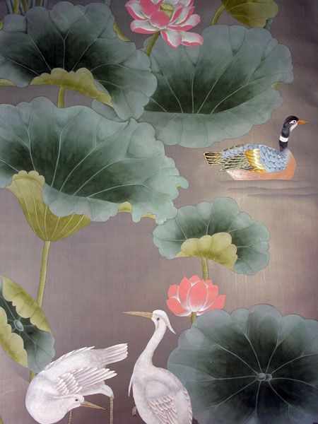  Griffin Wong Elegance in Silk Hand Painted Wallpaper Design 450x600