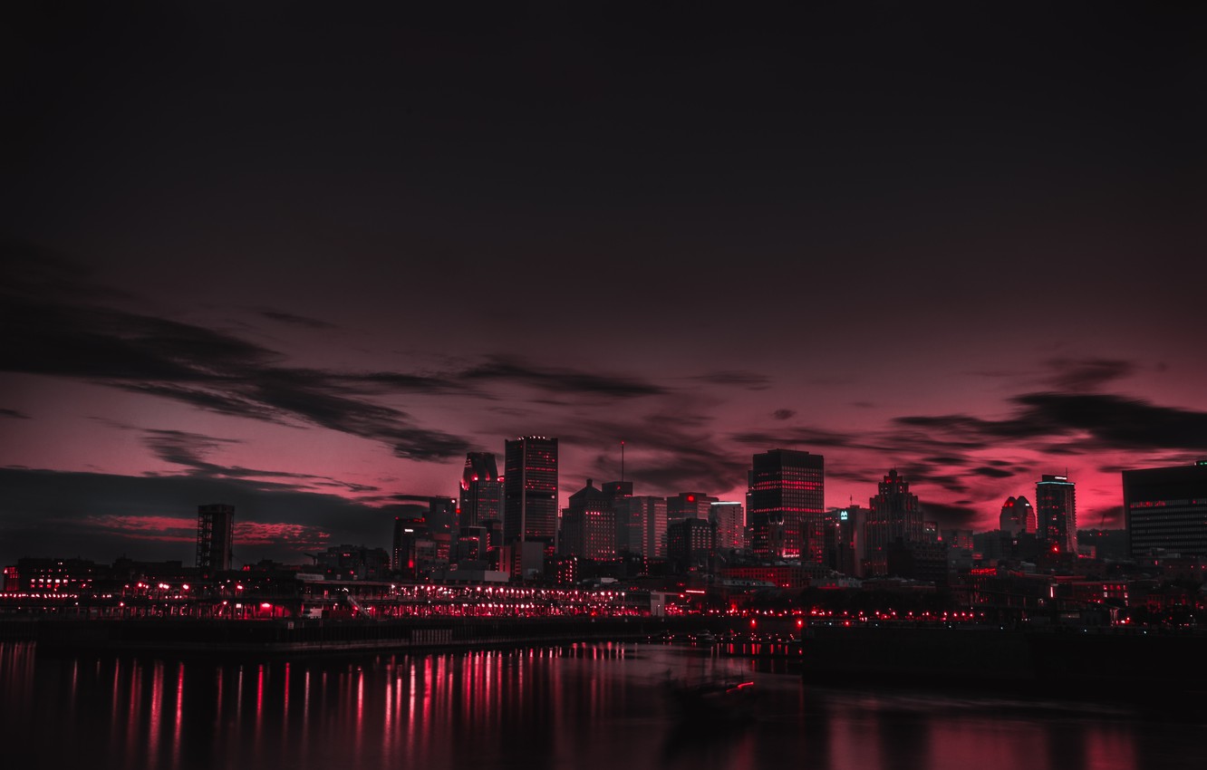 Wallpaper Lights Canada Night Lake Cityscape Image For