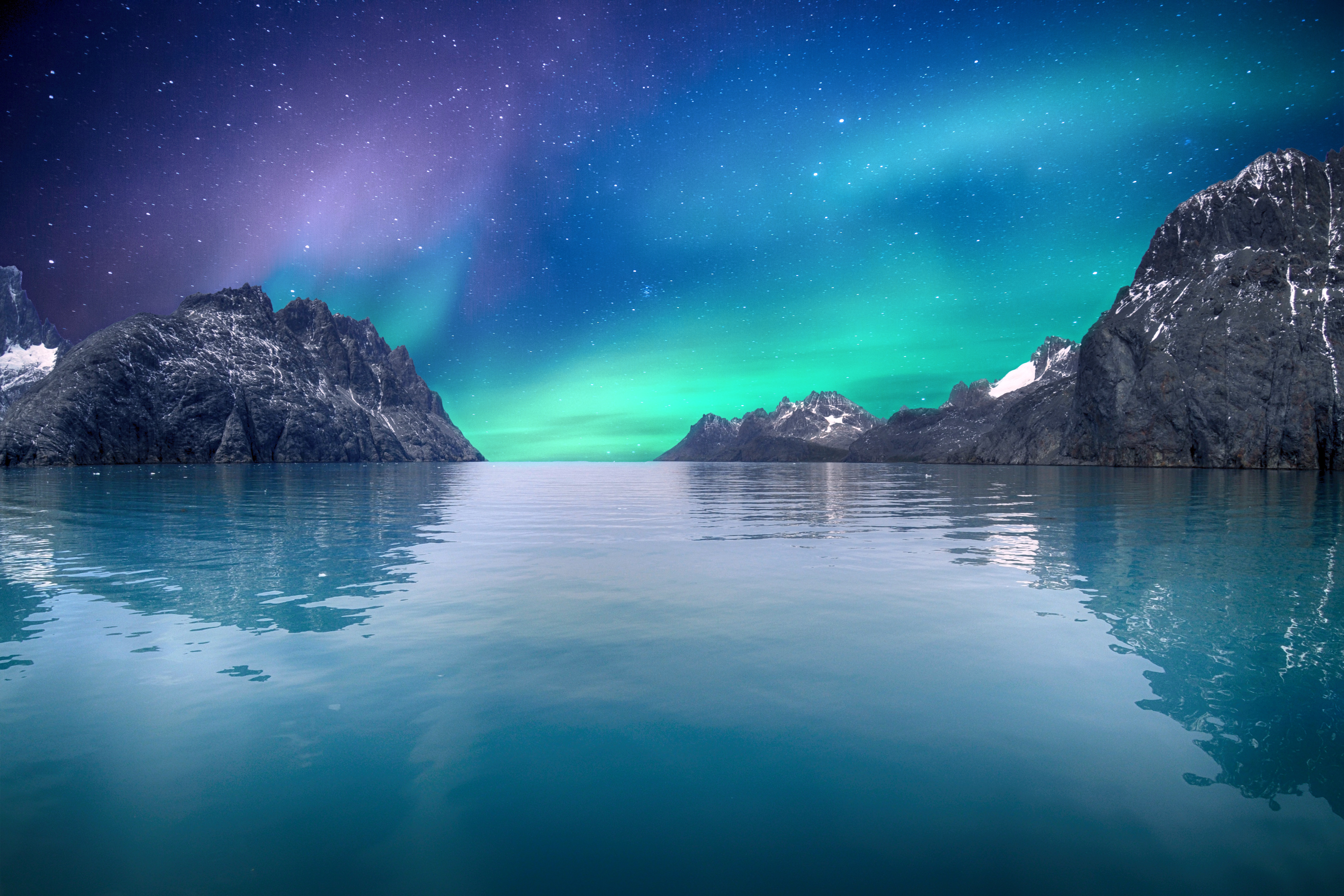 Wallpaper Aurora Borealis Northern Lights Seascape