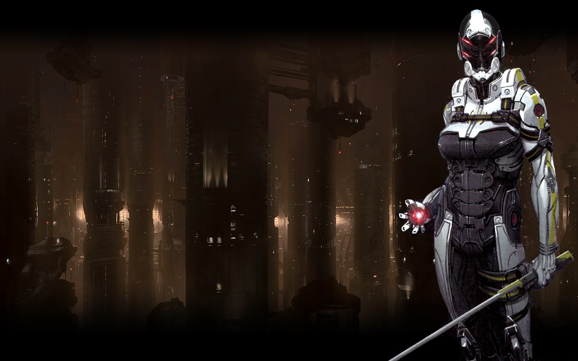 Phantom Techno Mass Effect Cerberus Swords Wallpaper Background