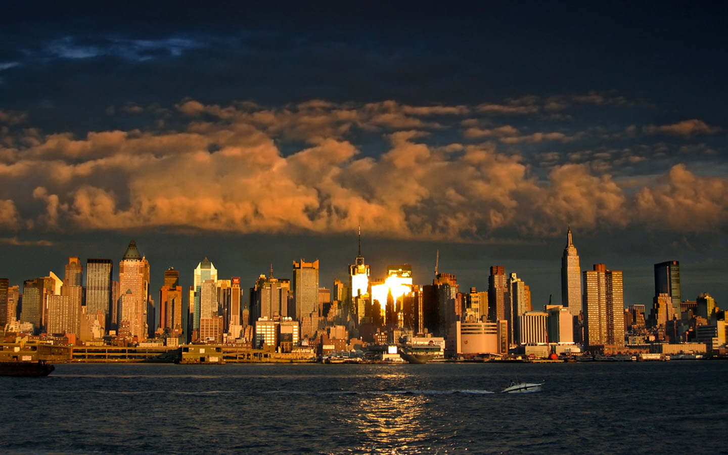 Cloudy New York City Skyline Wallpaper