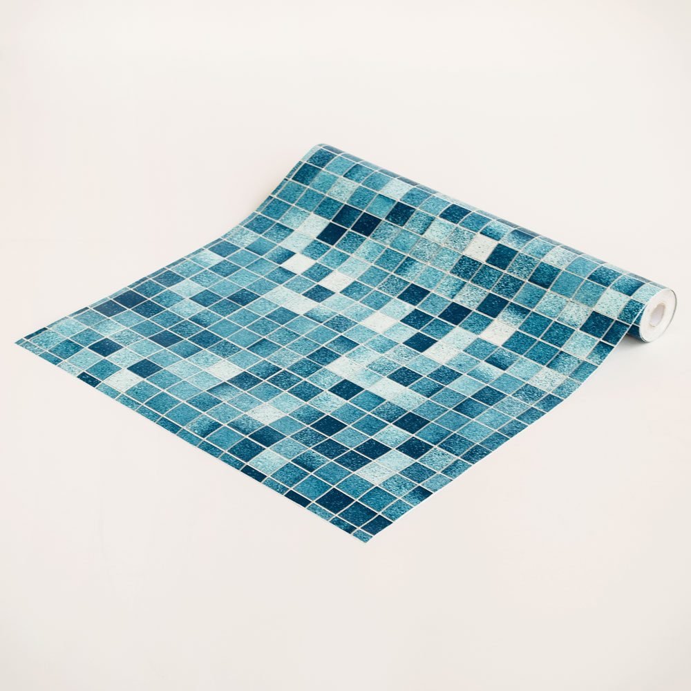 Blue Mosaic Self Adhesive Wallpaper Home Decor Roll