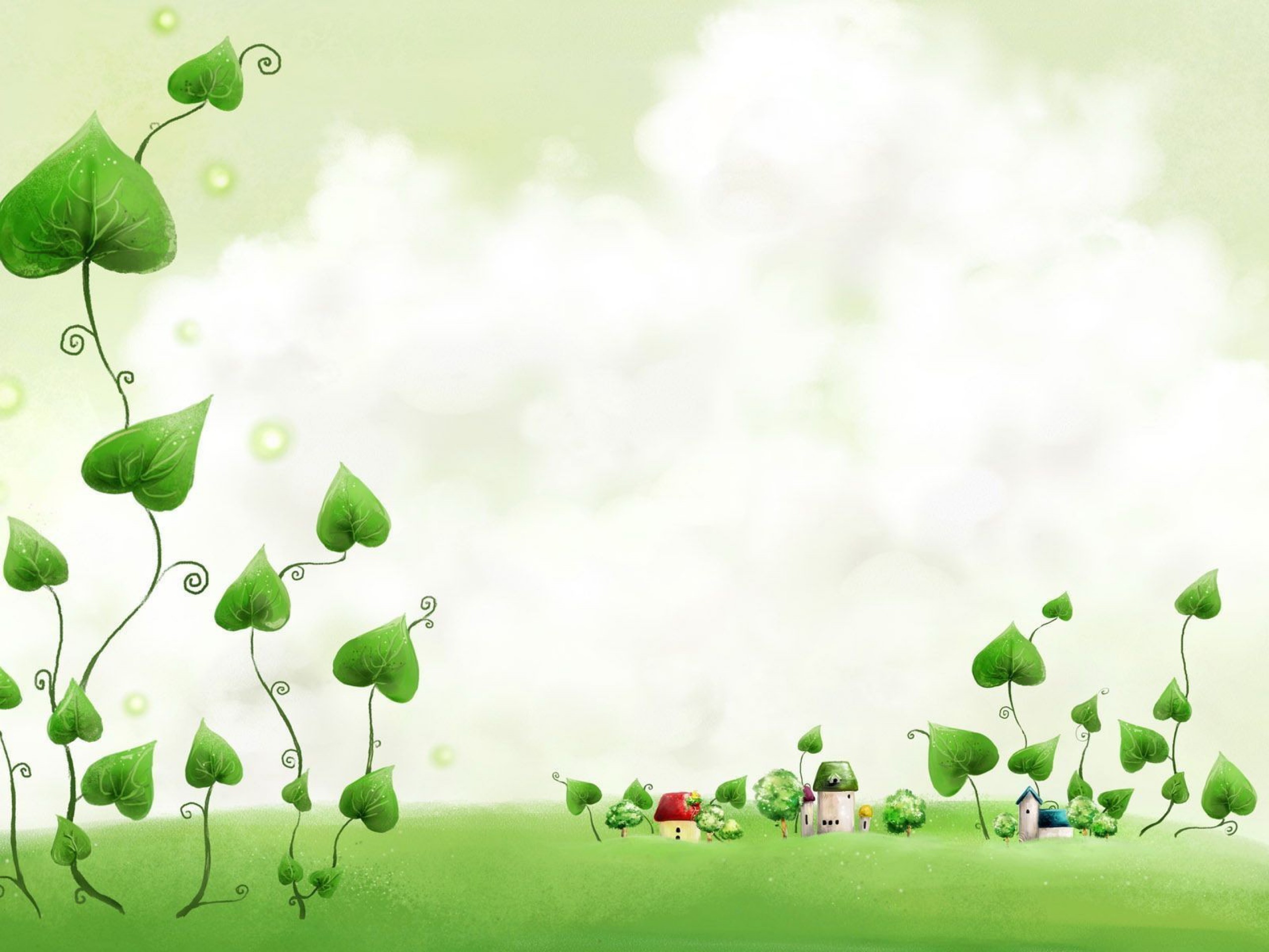 Green Plant Cartoon Wallpaper HD Image High