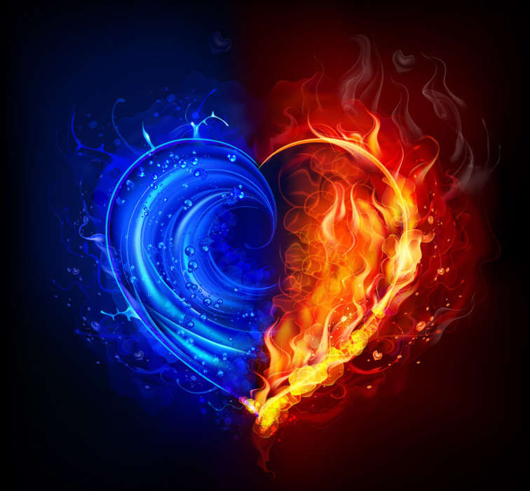 Mobile Wallpaper Holidays Water Background Fire Hearts