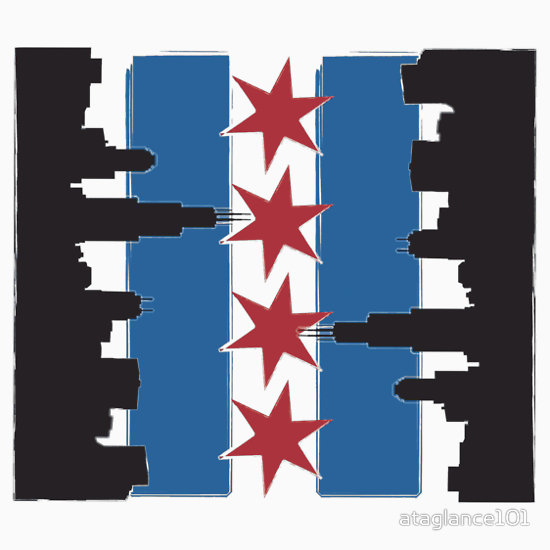 Chicago Flag And Skyline Sideways T Shirts Hoodies By Ataglance101