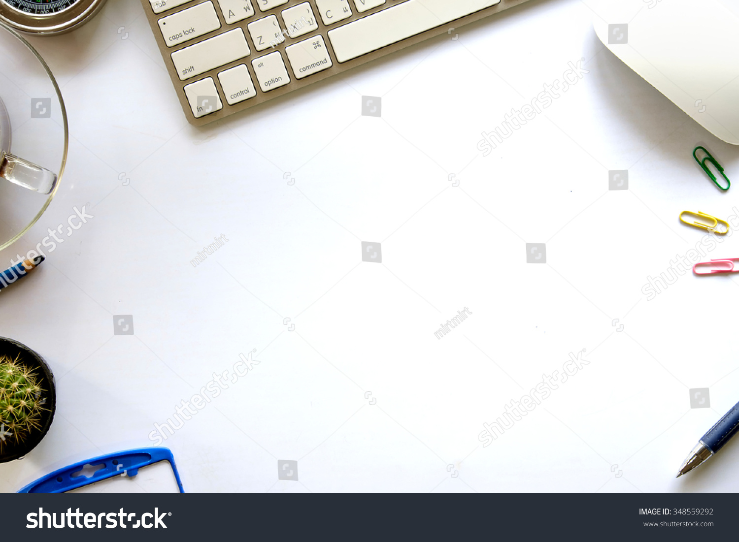 Office Desk Background With Keyboard And Cup Of Coffee