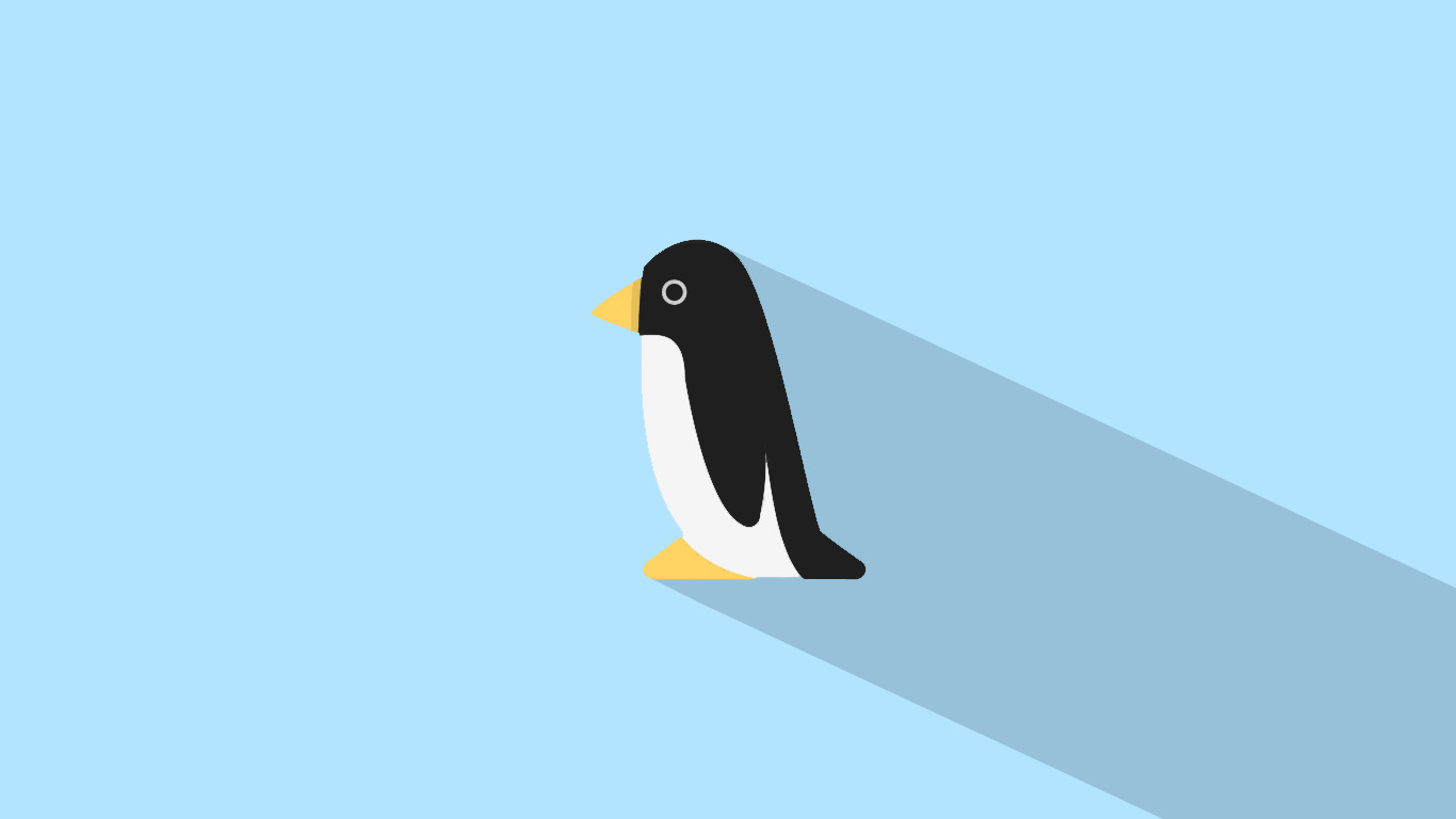 Penguin Long Shadow Animals Minimalism Wallpaper HD Desktop