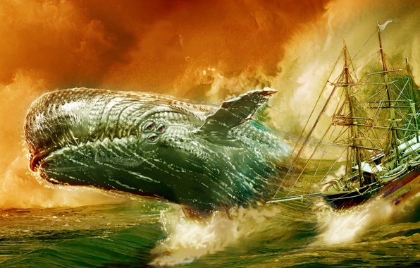 Wallpaper Moby Dick The White Whale Art Sea Ship
