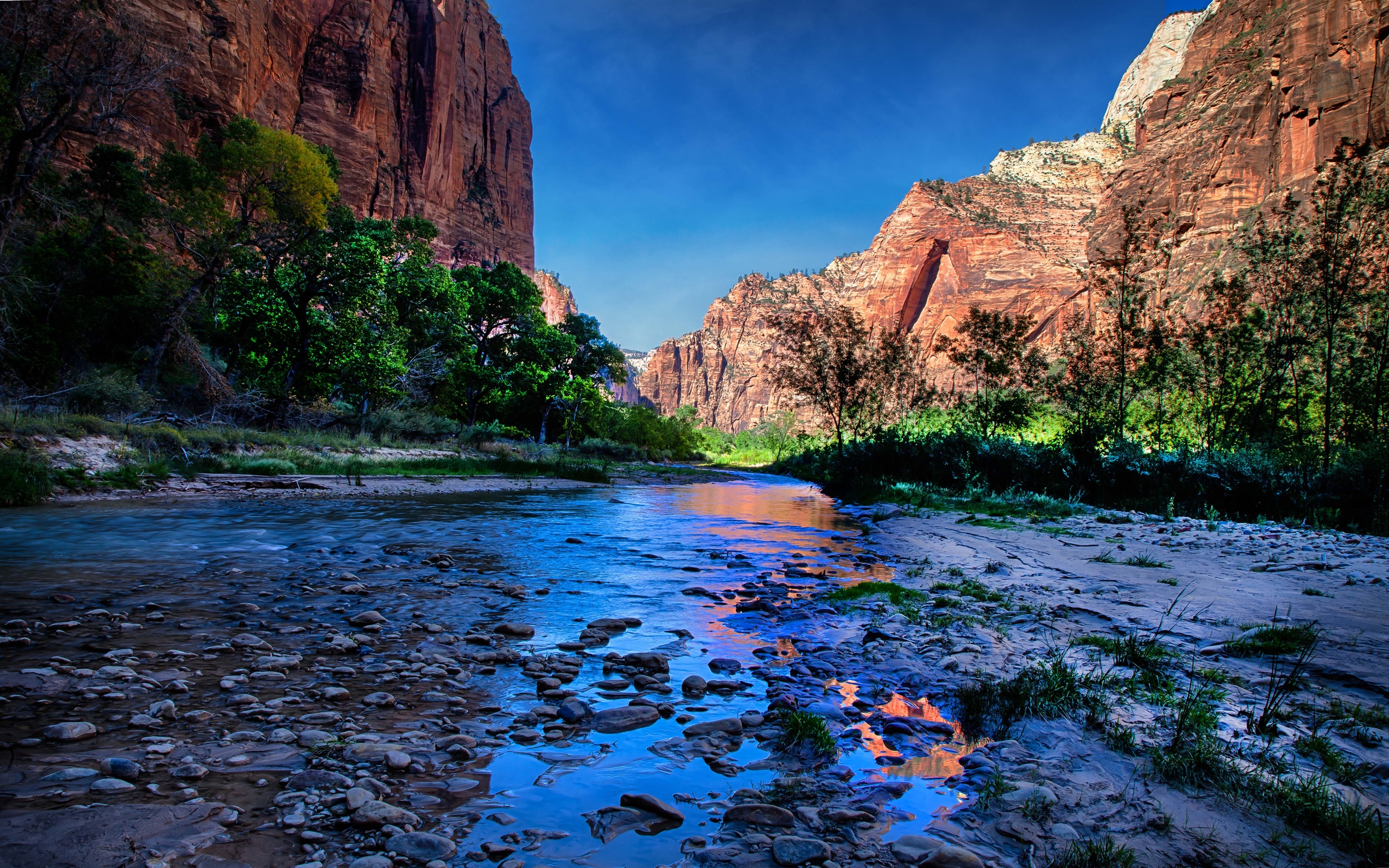 Usa Parks Water Mountains Zion HDr Nature River Wallpaper Background