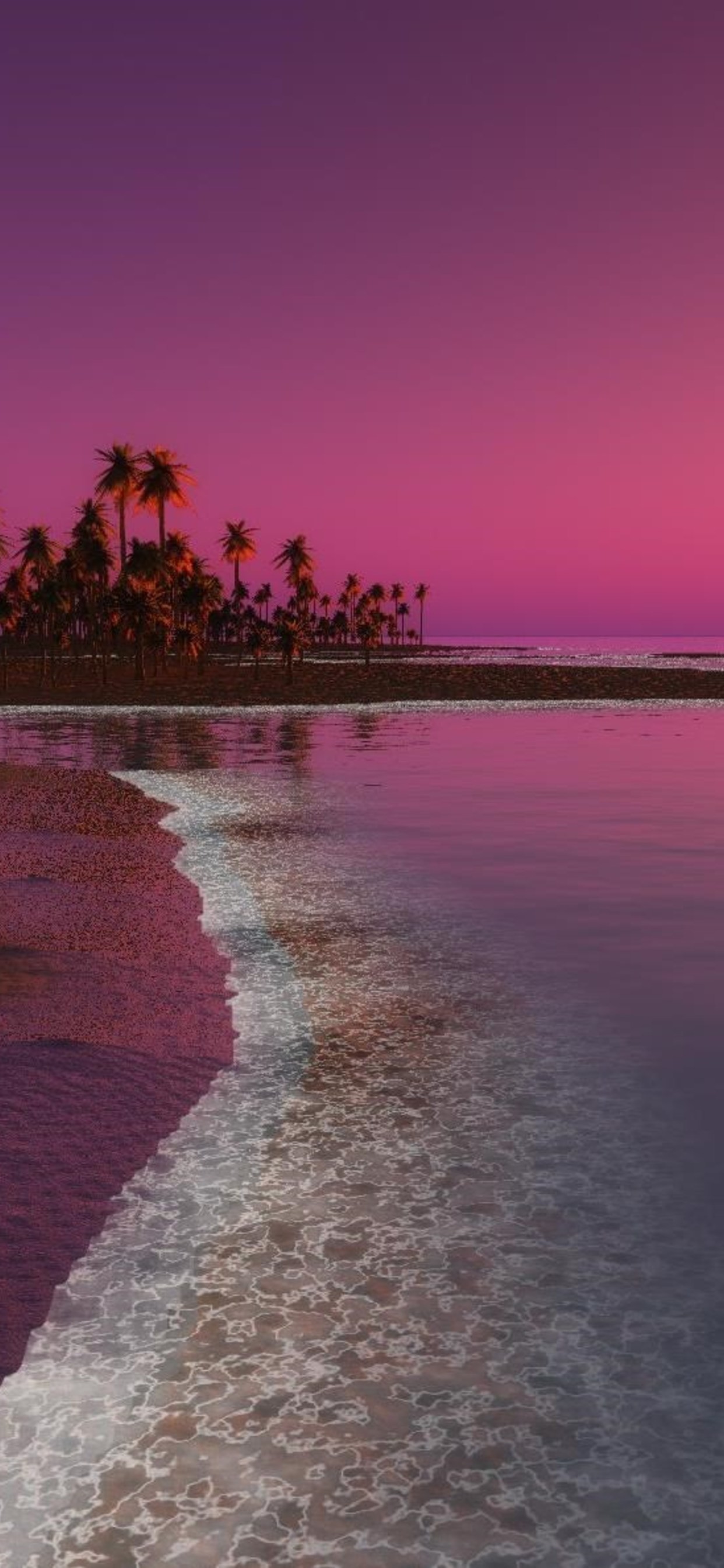 Top Pink Beach Sunset Wallpaper iPad Retina