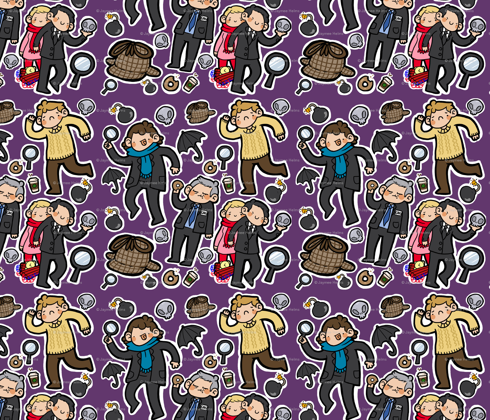 Bbc Sherlock Wallpaper Pattern Fabric Purple