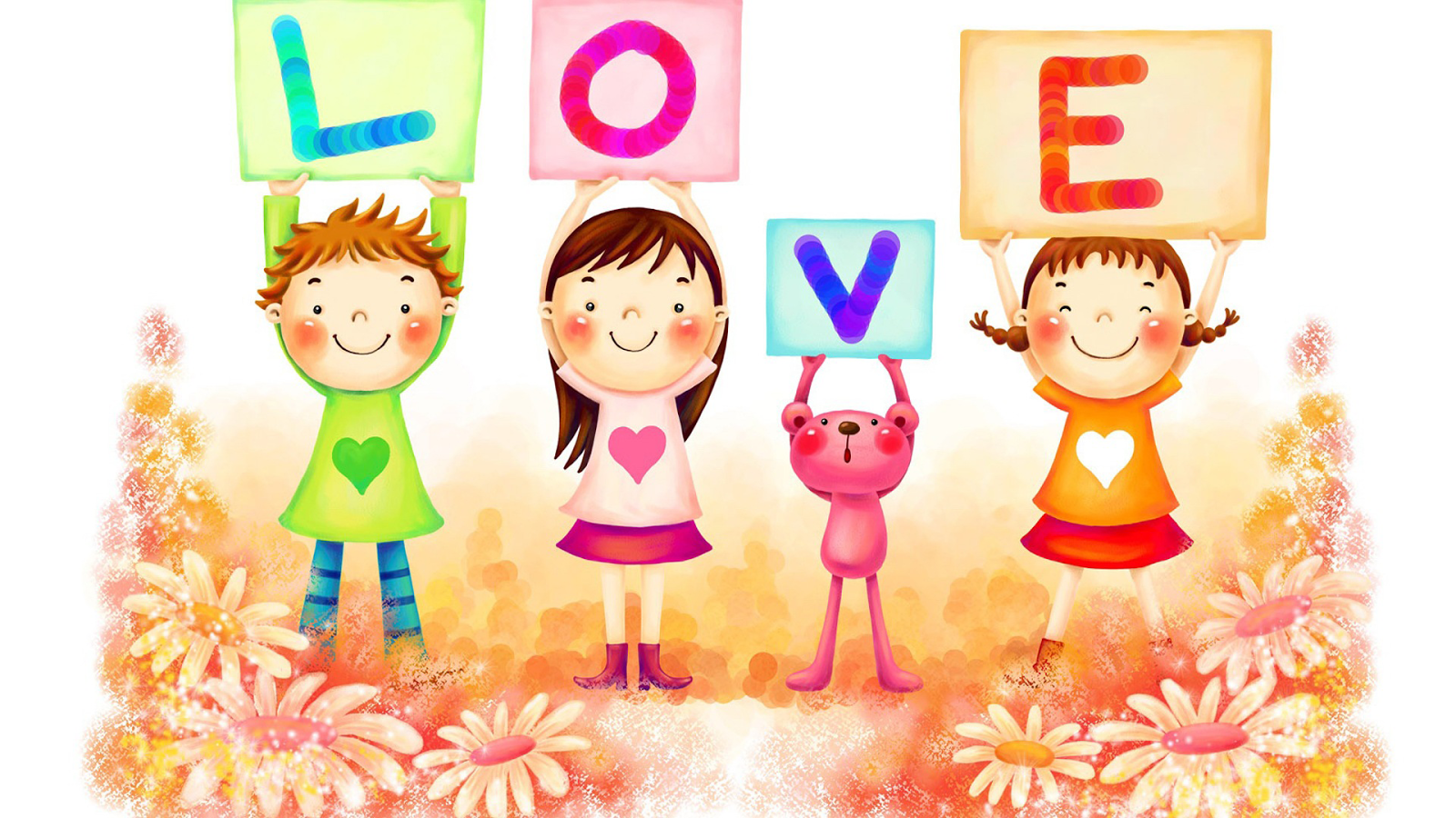 Love Alphabet Cute Cartoon Wallpaper HD Desktop