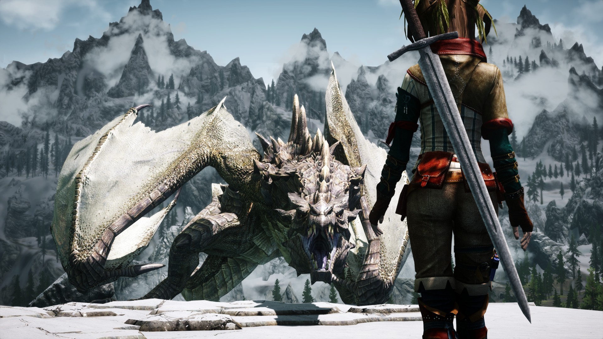 The Elder Scrolls V Skyrim Girl Vs Dragon Wallpaper Search More High