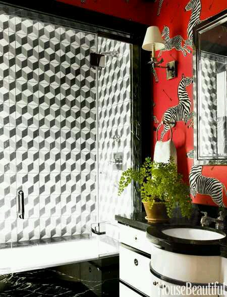 Bold Bathroom Tile Wallpaper Designs Design Indulgences