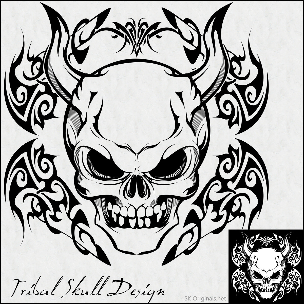 Tribal Skull Design By Skoriginals