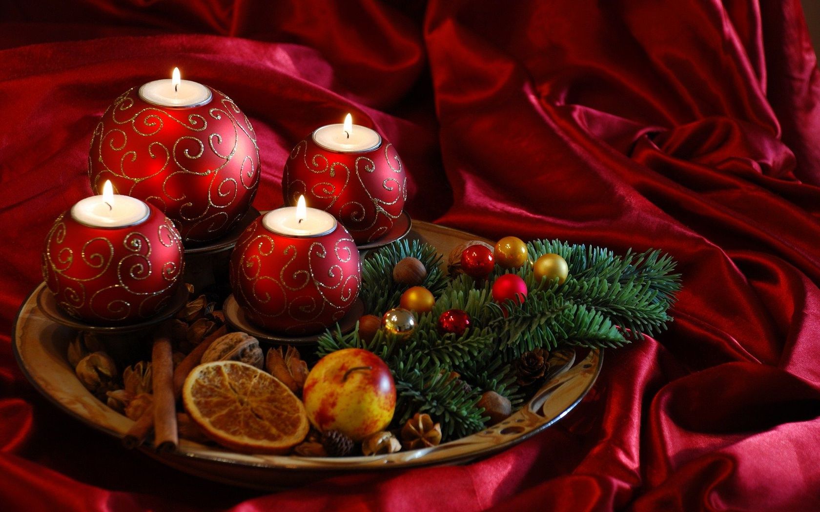Christmas Candles Widescreen Wallpaper