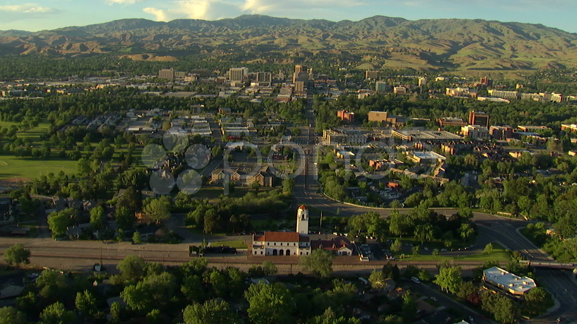 Video Aerial Boise Depot With Downtown In Background