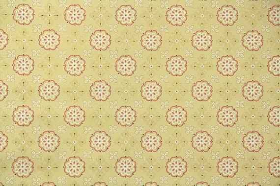 1950s Vintage Wallpaper Gold Coral and White by HannahsTreasures