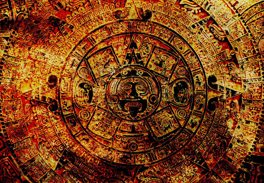 Ancient Mayan Calendar Abstract Color Background Digital Art By