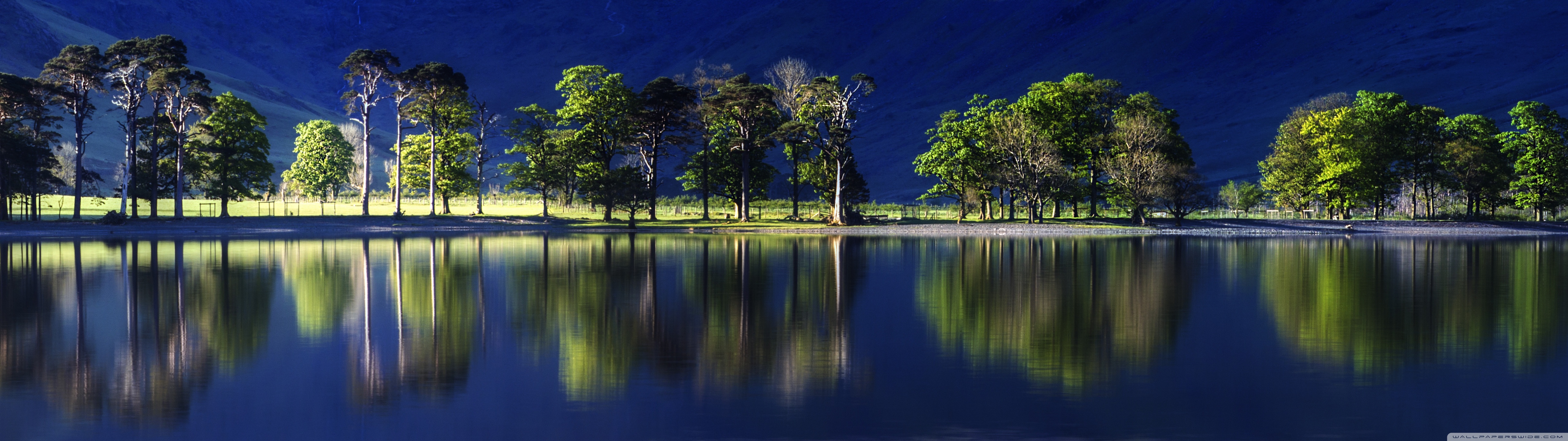 Beatiful Reflection Blue Water Green Trees 4k HD Desktop