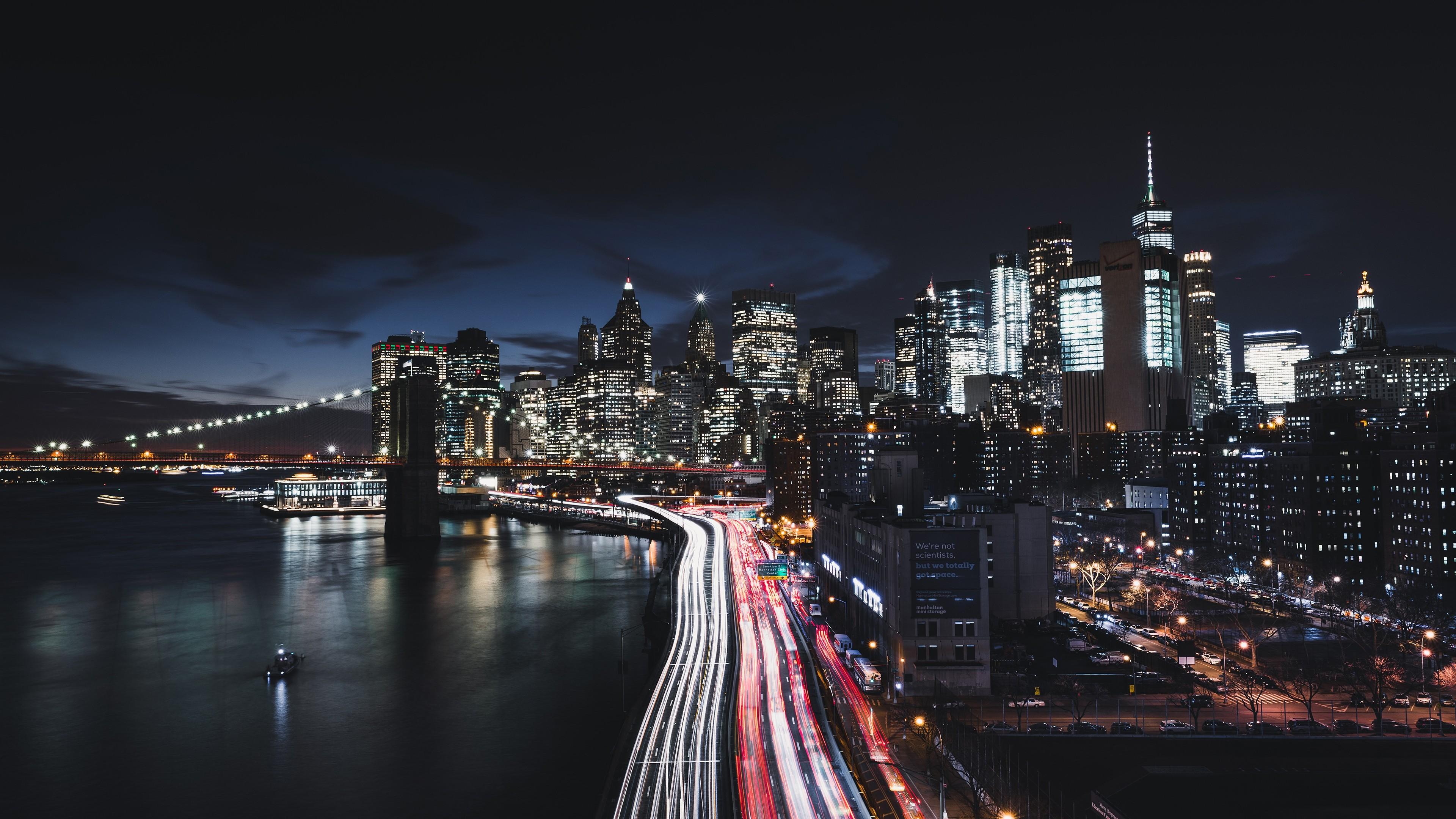 New York City S Manhattan Timelapse Buildings Night Boat Bridge 4k