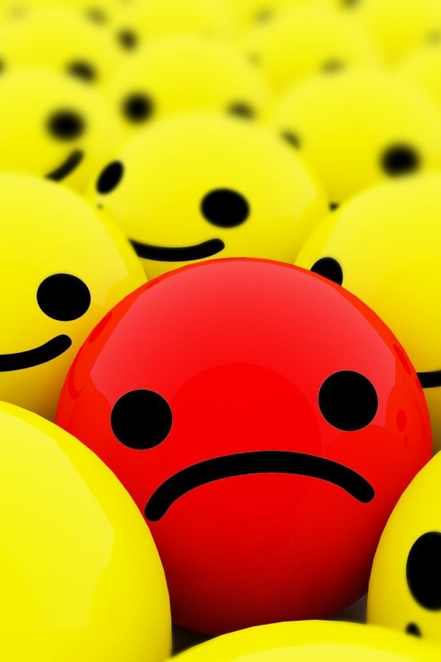 Cool iPhone Wallpaper One Red Sad Smiley Face