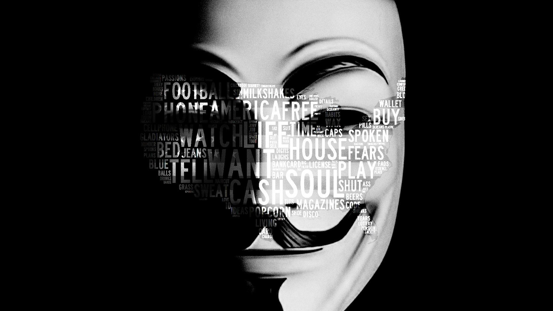 Typography Usa Soul Masks Guy Fawkes Mercial Wallpaper Background