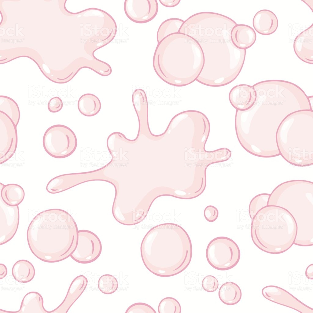 Hand Drawn Pink Bubble Gum Seamless Pattern With Burst Sweet Candy