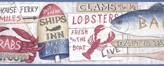 Crab Lobster Seafood Wallpaper Border Cb089171b